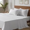 Egyptian Cotton Feel Twin Size Flat Bedsheet with 2 Pillow Covers | 800 TC Soft &amp; Breathable | White Solid Pattern for Bedrooms and Hotels Use (Size: 60 x 90 Inch)