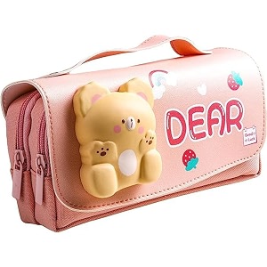 cartoon theme pencil case - 3d eva pencil case pouch multipurpose zipper pencil case for kids pen and pencil bag for school kids girls stationery storage box dear