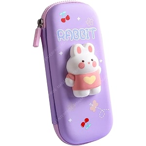cartoon theme pencil case - 3d eva pencil case pouch multipurpose zipper pencil case for kids pen and pencil bag for school kids girls stationery storage box rabbit small