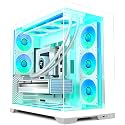 KEDIERS Gaming PC Case - Dual Chamber ATX Desktop Chassis - 8 PWM ARGB Fans Included - Panoramic Glass Panels - Cable Management - 420MM RAD Support - Snow White