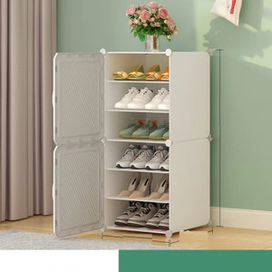 Keekos 6-Shelf-2-Door Plastic Cubort Shoe Rack Metal