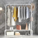 Keekos Coat Rack with Shelf, Double Rod Clothes Hanging Stand Metal Coat Umbrella Stand Metal Coat and Umbrella Stand