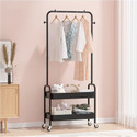 Keekos Coat Rack with Shelf, Double Rod Clothes Hanging Stand Metal Coat Umbrella Stand Metal Coat and Umbrella Stand (Finish Color - Black., DIY(Do-It-Yourself))