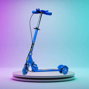 keekos scooter for kids 3 wheel foldable kick skating cycle with brake bell led-wheel blue