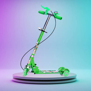 keekos scooter for kids 3 wheel foldable kick skating cycle with brake bell led-wheel green