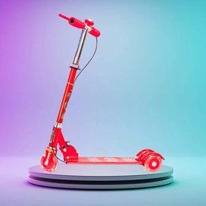 keekos scooter for kids 3 wheel foldable kick skating cycle with brake bell led-wheel red