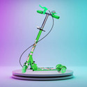 Keekos Scooter for Kids 3 Wheel Foldable Kick Skating Cycle with Brake Bell LED-Wheel (Green)