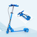 Keekos Scooter for Kids 3 Wheeler Foldable Kick Skating Cycle with Brake Bell LED-Wheel (Blue)
