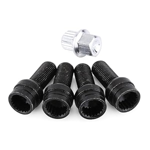 keenso 4pcs m1415mm black steel wheel bolt amp lock lug nut set with key for audi vw golf jetta replacement parts and accessorie