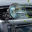 Car Accessories Air Vent Mounted, 3 Speeds with RGB Lighting & Clip, 90°Auto Oscillation & 360°Rotatable USB Fan for Car