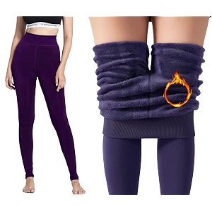 winter for women warm leggings stretchable thick fur lined fleece winter thermal soft legging tights stocking purple