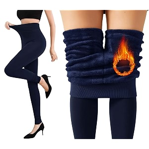 winter for women warm leggings stretchable thick fur lined fleece winter thermal soft legging tights stocking blue