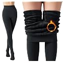 Women's Winter Warm Fleece Lined Soft Velvet Touch Leggings - Thick Velvet Tights Thermal Pants, Free Size (Waist Size 24 inch to 34 inch)