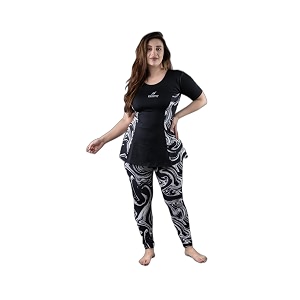 keepfit women39s marble printed 2-piece padded plus size swimset black amp white