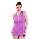 Keepfit Women Sleeveless Padded Swim Set with Zipper top and Boyshorts for Women &amp; Girls |Swimming Suit for Women