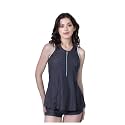 Keepfit Women Sleeveless Padded Swim Set with Zipper top and Boyshorts for Women & Girls |Swimming Suit for Women