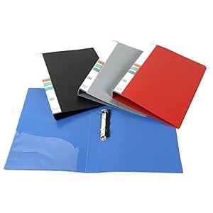 keeping 2d ring binder filefolder for office documents and certificate plastic size a4 black blue greay red 2 pack