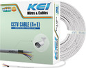 KEI CCTV Cable 4+1, 99.97% Pure Copper Conductor FR PVC Jelly Filled Co-Axial 0.9 sq/mm White 90 m Wire (White)