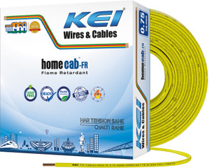 kei homecab 9997 pure copper conductor fr pvc insulated 075 sqmm yellow 90 m wire yellow