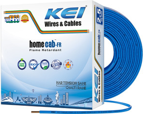 kei homecab 9997 pure copper conductor fr pvc insulated 25 sqmm blue 90 m wire blue