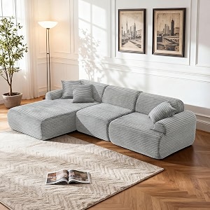 KEIKI 2Seat Modular Boneless Sectional Corduroy Sofa