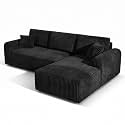 KEIKI 109" Corduroy L-Shaped Sectional Sofa with Left Chaise, Black