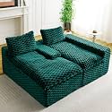 KEIKI 96" L-Shape Modular Boneless Couch with Right Chaise for Apartment Living, Sectional Sofa Deep Seat Oversized Loveseat Convertible Sofa Bed for Apartment Furniture Lounge Relaxing Corner, Green