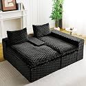 KEIKI 96" L-Shape Modular Boneless Couch with Chaise for Urban Loft Living Room, Sectional Sofa Deep Seat Oversized Loveseat Convertible Sofa Bed for Apartment Furniture Lounge Relaxing Corner, Black