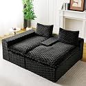 KEIKI 96" L-Shape Modular Boneless Couch with Left Chaise for Loft Living Room, Sectional Sofa Deep Seat Oversized Loveseat Convertible Sofa Bed for Apartment Furniture Lounge Relaxing Corner, Black