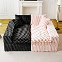 KEIKI 120" Modular Boneless Couch Full Chaise for Living Room, 4-Seater Sectional Couches for Living Furniture, Deep Seat Convertible Large Sofa for Apartment Living Room Pet Friendly, Pink Black