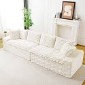 KEIKI 120" Modular Boneless Couch Full Chaise for Bedroom, 4-Seater Sectional Couches for Living Room Furniture, Deep Seat Deep Soft Sofa Bed for Living Room Corner Pet Friendly, White