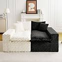 KEIKI 2Seat Modular Turtle Velvet Sofa Couch for Living Room Bedroom Studio Comfort Seekers Homeowners Luxurious Elegant Sophisticated Refined Design Stylish Design White Black