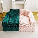 KEIKI 120" Modular Boneless Couch Full Chaise for Living Room, 4-Seater Sectional Couches for Living Room Furniture, Deep Seat Extra Large Sofa Bed for Living Room Furniture Pet Friendly, Green Pink