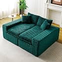 KEIKI 120" Modular Boneless Couch Full Chaise for Apartment, 4-Seater Sectional Couches for Living Room Furniture, Deep Seat Oversized Plush Sofa Bed for Family Room Studio Pet Friendly, Green