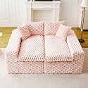 KEIKI 120" Modular Boneless Couch Full Chaise for Living Room, 4-Seater Sectional Couches for Living Room Furniture, Deep Seat Large Comfy Sofa Bed for Small Space Bedroom Pet Friendly, Pink