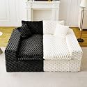 KEIKI 120" Modular Boneless Couch Full Chaise for Living Room, 4-Seater Sectional Couches for Living Room Furniture, Deep Seat Comfy Large Sofa Bed for Family Room Furniture Pet Friendly, Black White