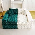 KEIKI 120" Modular Boneless Couch Full Chaise for Bedroom, 4-Seater Sectional Couches for Living Room Furniture, Deep Seat Soft Lounge Sofa Bed for Small Space Apartment Pet Friendly, White Green