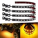 Keiurot 12V Led Light Strip for Car Motorcycle Golf Cart 12.5In Amber 4Pack
