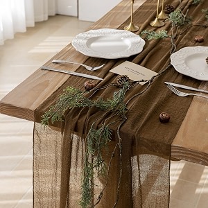 Coffee Cheesecloth Table Runner 120 Inches Fall