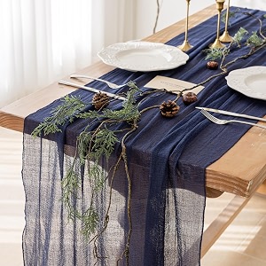 10Pcs Navy Cheesecloth Table Runner 120 Inches