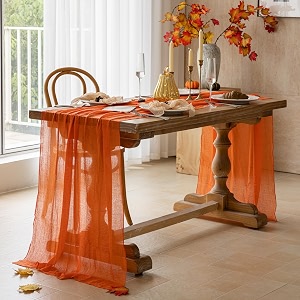 10Pcs Fall Orange Cheesecloth Table Runner 120