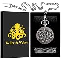 Keller &amp; Weber Vintage Quartz Fob Pocket Watches for Men Women,Anniversary Presents,Birthday Christmas Gifts,Necklace Clock Gifts for Male Husband,Gift Box and Card