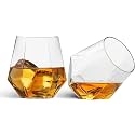 KELVEE Water Glass Set of 6 Hexagon Shape Drinking Glasses Heavy Base Durable Glass Cups for Juice, Wine, Beer, Cocktails and Mixed Drinks (Hexagon)