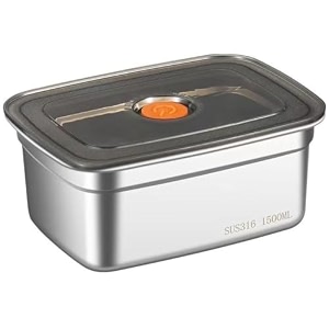 kemethy stainless steel fridge storage containers with leak-proof airtight lids reusable metal boxes stackable bpa-free dishwasher safe for snacks fruits1500 ml-1pc