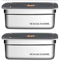 KEMETHY Stainless Steel Fridge Storage Containers with Leak-Proof Airtight Lids, Reusable Metal Boxes, Stackable, BPA-Free, Dishwasher Safe for Snacks, Fruits (1200ML-2PC)