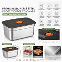 KEMETHY Stainless Steel Fridge Storage Containers with Leak-Proof Airtight Lids, Reusable Metal Boxes, Stackable, BPA-Free, Dishwasher Safe for Snacks, Fruits (1500 ML-2PC)