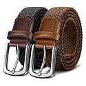 KEMISANT Men's Stretch Woven Braided Web Golf Belt 1 3/8"-Multi-Pack