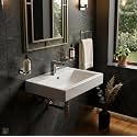 Wall Mounted Wash Basin For Bathroom | Wall Hung Wash Basin/Sink (17.9 X 13.8 X 5.7 Inch, Olina-5007) - Ceramic, Polished