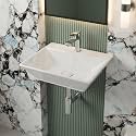 Ceramic Wall Mounted Wash Basin For Bathroom | Wall Hung Wash Basin/Sink (16.9 X 14.7 X 5.3 Inch, Lumina (5003), Polished)