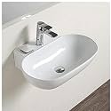 Wall Mounted Wash Basin for Bathroom | Wall Hung Large Wash Basin/Ceramic Table Top Wash Basin/Countertop Sink (22.4 x 16 x 5.1 Inch, Orbit-7010)